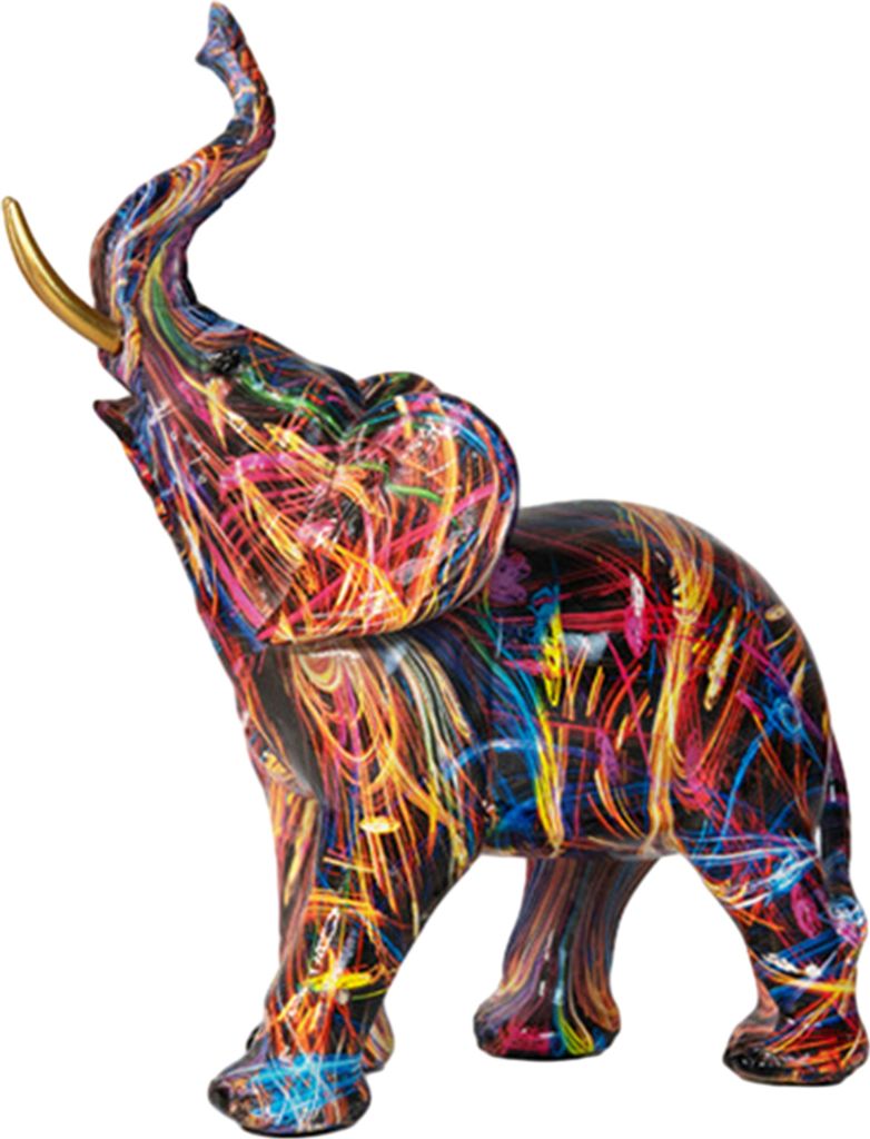 Kreative Elefantenform Statue Graffiti-Muster Glücksfigur Kunstharz Display Form BüroNachbildung