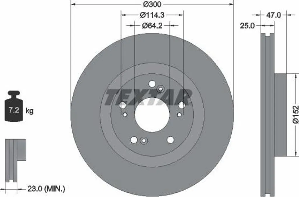 Disque de frein TEXTAR 92186503 pour Civic - Remplacement OE 45251SMTE00