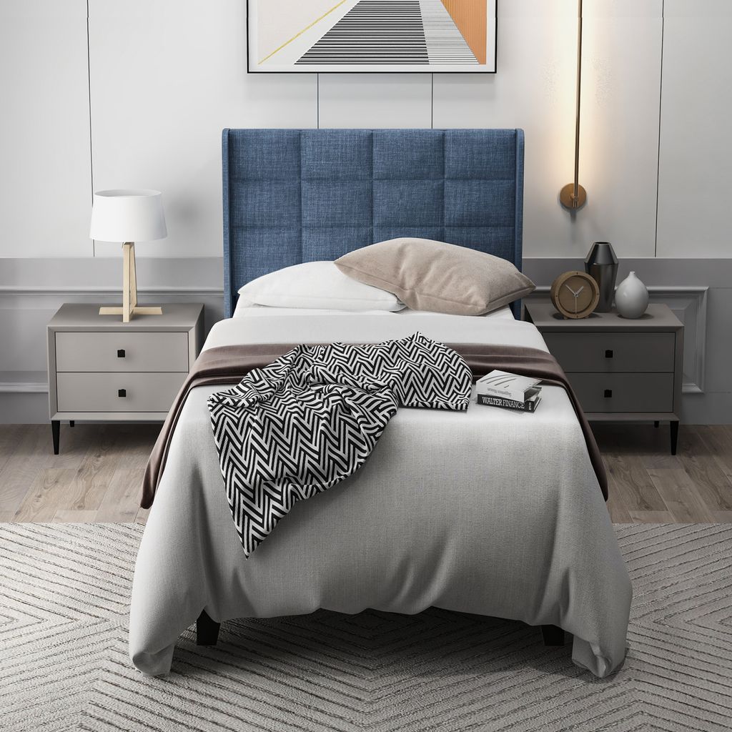 MODFU Polsterbetten 90*200 cm Einzelbett Bettrahmen(Ohne Matratze), Blau