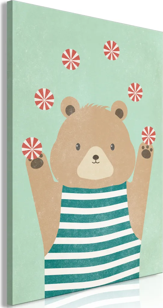 Quadro su tela - Orso giocoliere (1 parte) verticale 80x120 cm per bambini g-A-0299-b-a