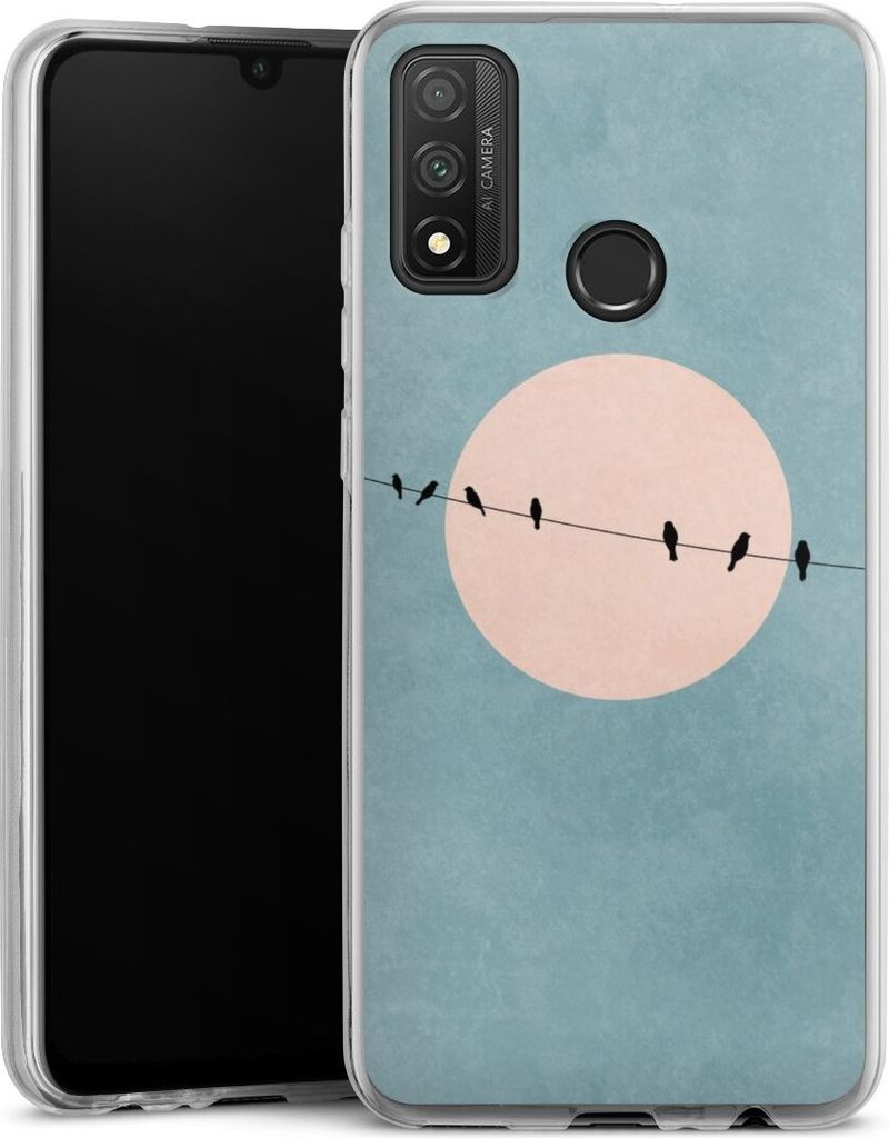 DeinDesign Slim Hülle für Huawei P Smart (2020) Silikon Case Ultra Dünn Handyhülle Mond Vogel türkis