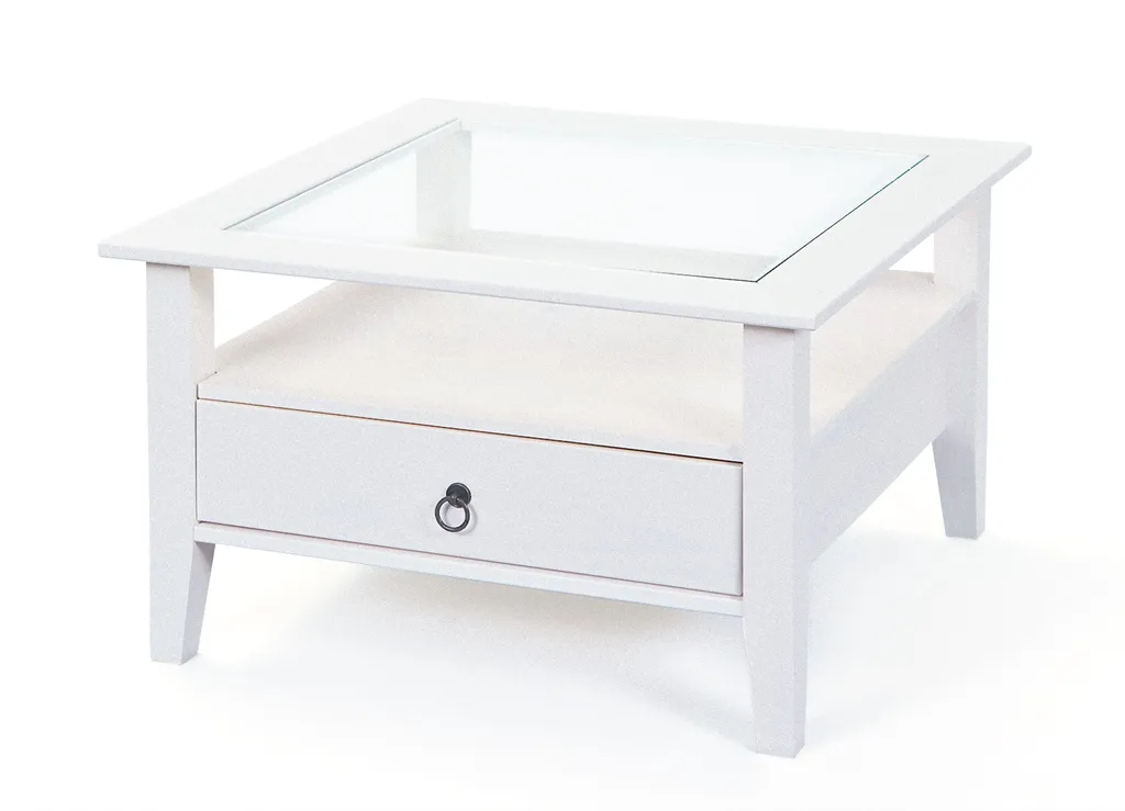 Table basse de salon blanche Pall dotée d'une tablette de rangement - 2
