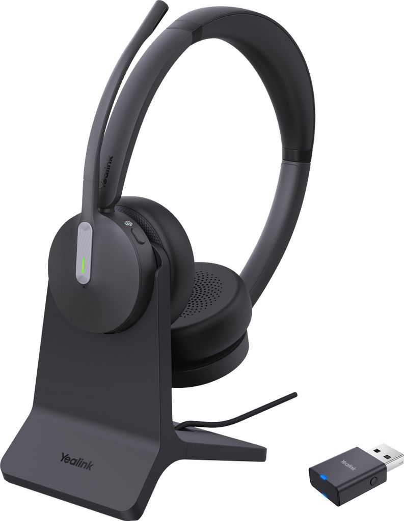 Yealink WH64 Hybird Dual mit Ladestation Teams Headset, Kabellos, 20 - 20000 Hz, Büro/Callcenter, 151 g, Kopfhörer, Schwarz