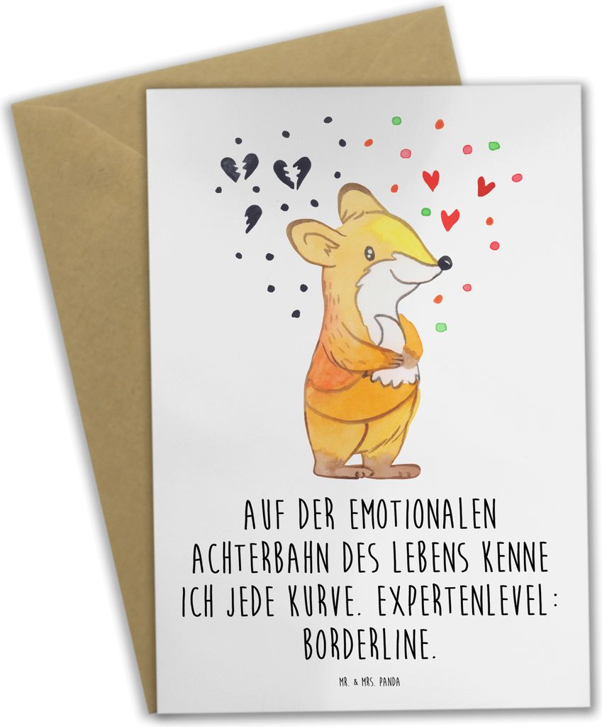 Mr. & Mrs. Panda Glückwunschkarte Fuchs Borderline - Weiß - Geschenk, einladungskarten, weihnachtskarten, Borderline-Persönlichkeitsstörung, Be...