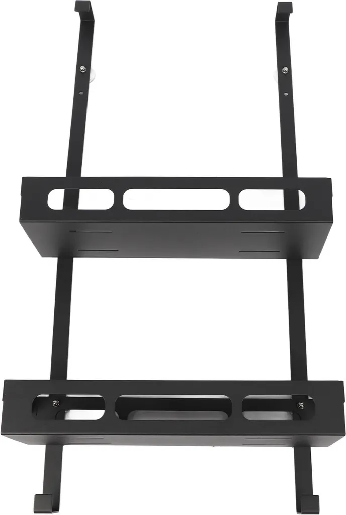 Étagère de Douche Murale Double Couche en Métal à Ventouse Type A Noir