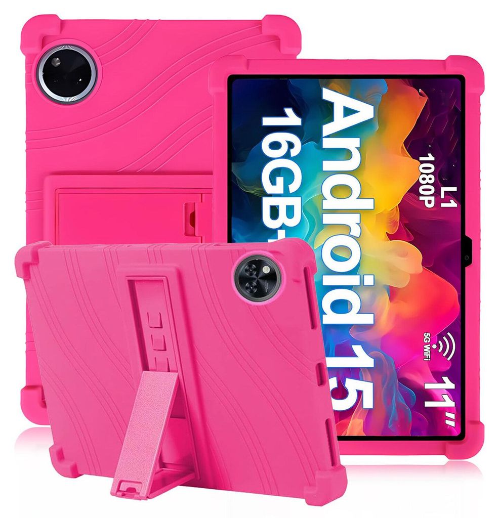 Tablet Hülle für Doogee U11 /Doogee U11 Pro 11,0", Stoßfeste Weiches Silikon Schutzhülle mit Standfunktion Rosa