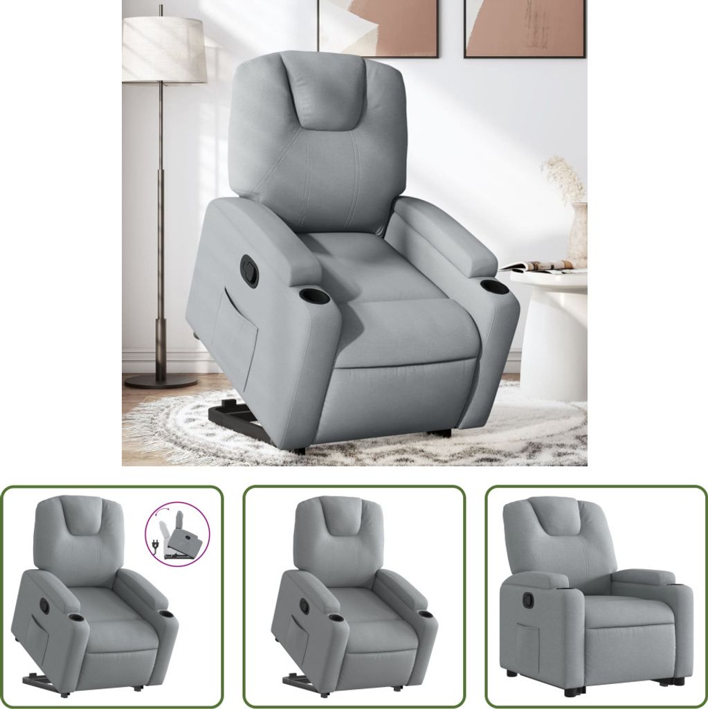 The Living Store Relaxsessel mit Aufstehhilfe Hellgrau Stoff