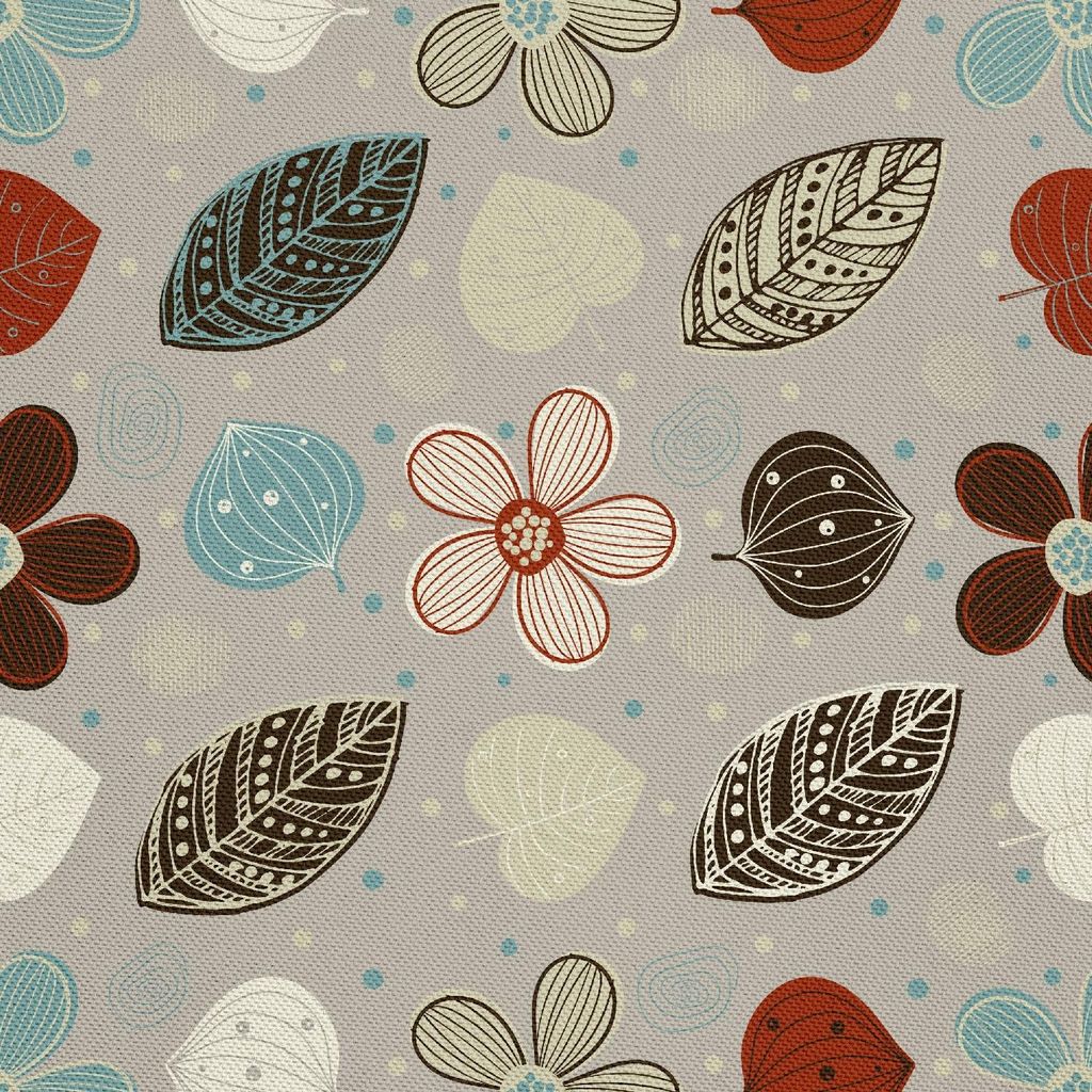 OUTDOOR DEKOSTOFFE OXFORD - Motiv Blumen, gepunktete Blätter