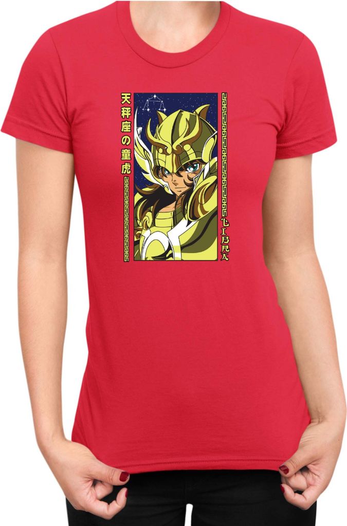 Damen T-Shirt Japan Anime Manga Saint Anime Seiya Libra Libra, Lady L / Rot