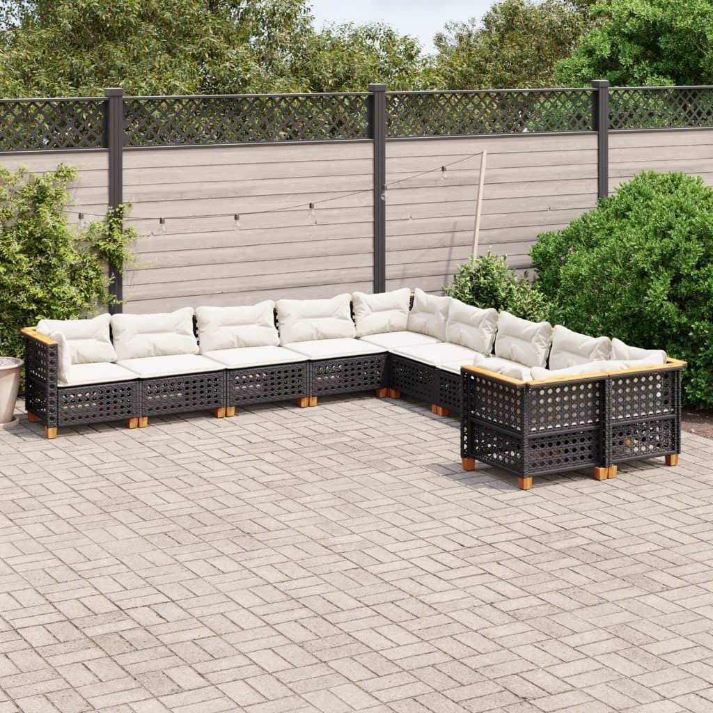 Maison Exclusive - 10-tlg. Garten-Sofagarnitur mit Kissen Schwarz Poly Rattan