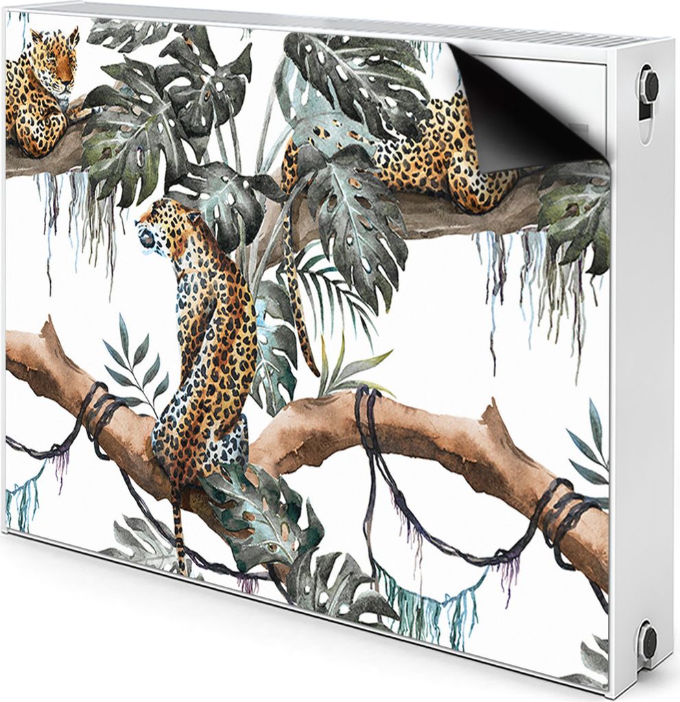 Magnet Heizkörperverkleidung Heizkörper-Abdeckung Heizung Heizkörper 110x60 cm - Leoparden auf einem Zweig