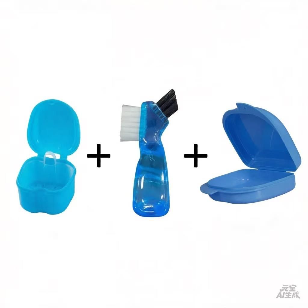 3er-Set Zahnspangendose mit Reinigungsbürste – Hygienische Produktbild 