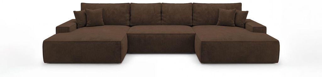 CORNERO Ecksofa mit schlaffunktion VERONA U-Form braun Cord Produktbild 