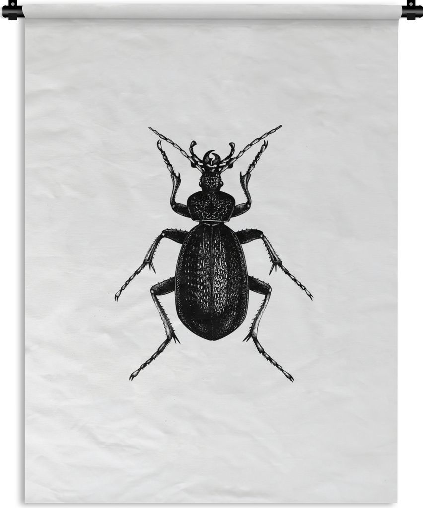 MuchoWow Wandteppich Wandbehang Schwarz und weiß - Käfer - Vintage - Insekten 150x200 cm Tapisserie Dekoration Wandtuch - Wandaufhängung - Mod...