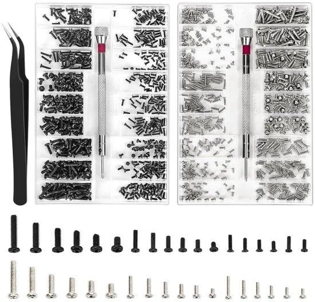 Assortiment de micro vis inox pour lunetterie et électronique 1000 pcs