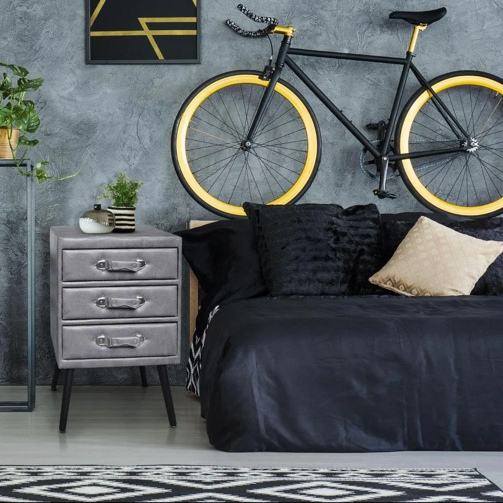 Commode 3 Tiroirs MENZZO Bardo en Simili Gris Anthracite Design Chic