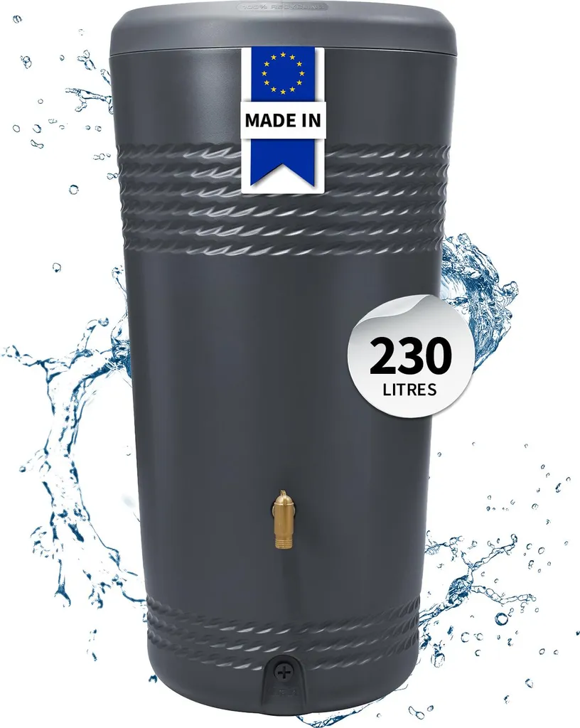 Récupérateur d'eau 230L 4rain Milo Gris Anthracite avec bac de plante
