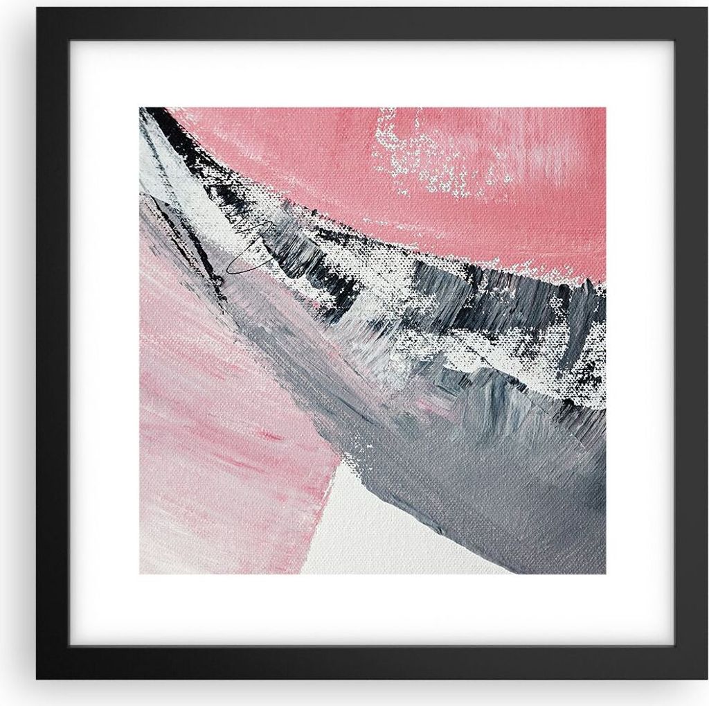 Gerahmtes Poster - Schwarzer Rahmen - Rosa Grau Farbe - 30x30 cm - Wand Bild - Wanddeko - Wandbilder - Kunstposter - Wandposter - Bilderrahmen - Bi...