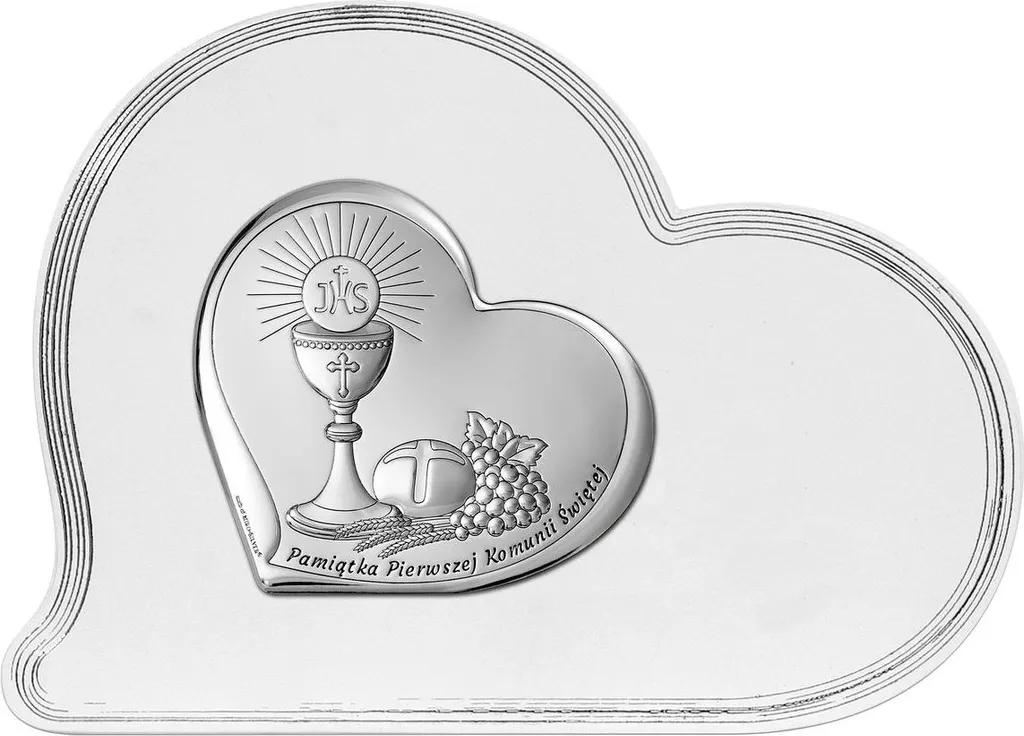 Cadeau Première Communion : Cadre Argent Cœur Gravé 16x12 cm BC6755SF/1S