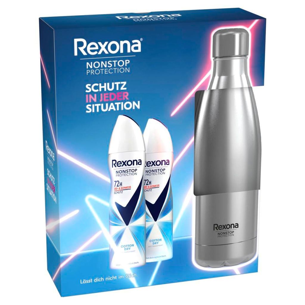 Deo-Spray Geschenkset Deos & Wasserflasche: Baumwolle Dry Pflegeset (2x 150ml)