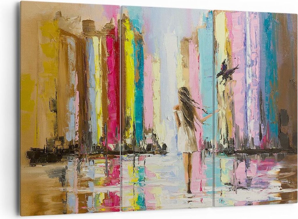Bild auf Leinwand - Leinwandbild - Mädchen Vogel - 165x110cm - Wand Bild - Wanddeko - Wandbilder - Leinwanddruck - Bilder - Kunstdruck - Wanddekor...