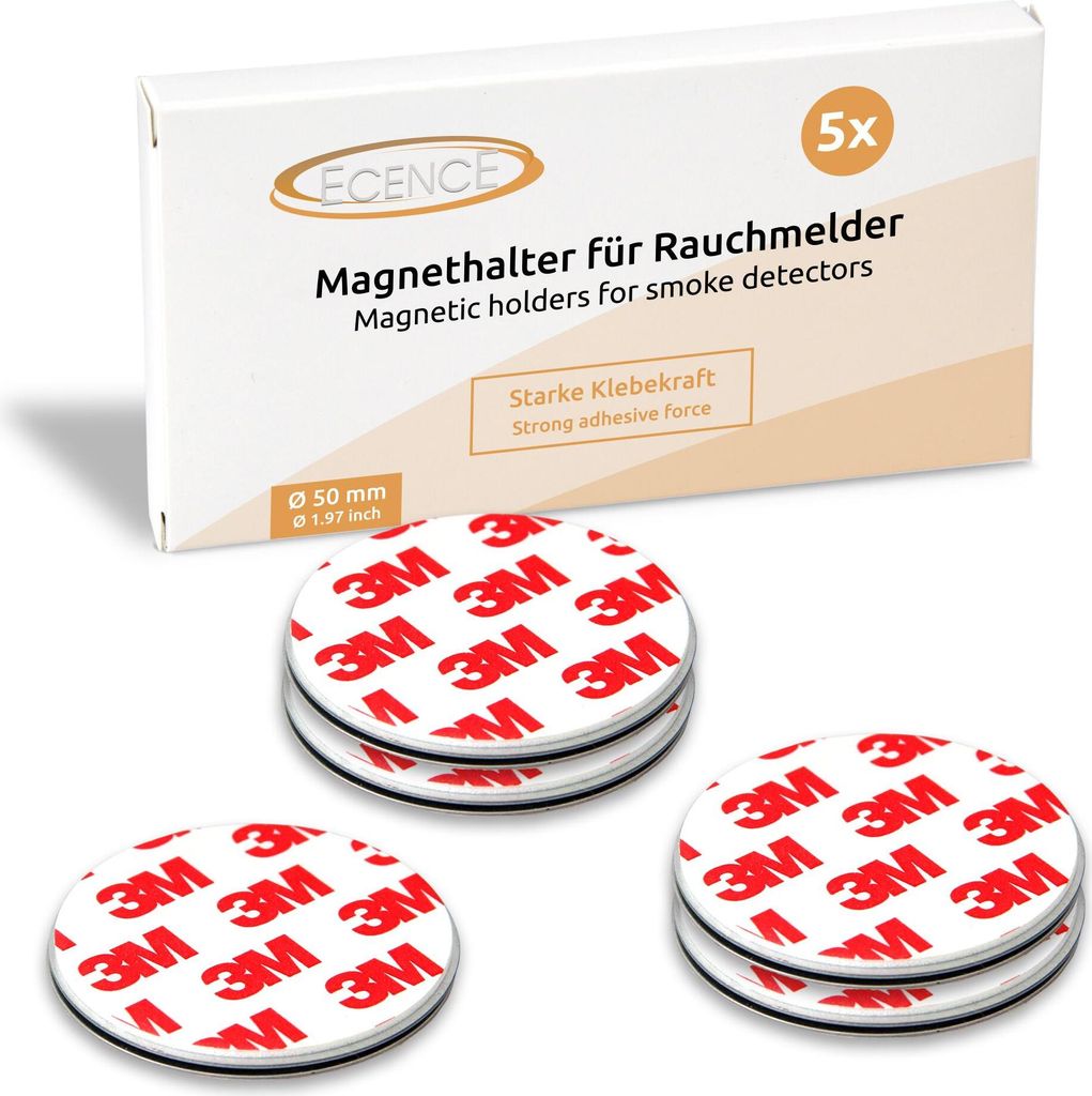 ECENCE Rauchmelder Magnethalter 5 Stück selbstklebende Produktbild 