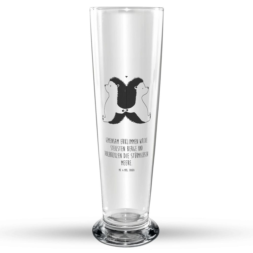 Mr. & Mrs. Panda Bier Glas Igel händchenhaltend - Transparent - Geschenk, Bierglas, Weizen, Mr Mrs Weizenglas, Love, Weißbierglas, Weizenbier, gl...