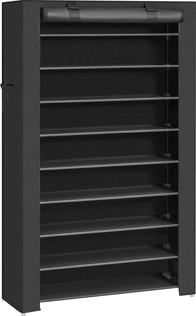 Schuhregal mit Abdeckung 88 cm schwarz