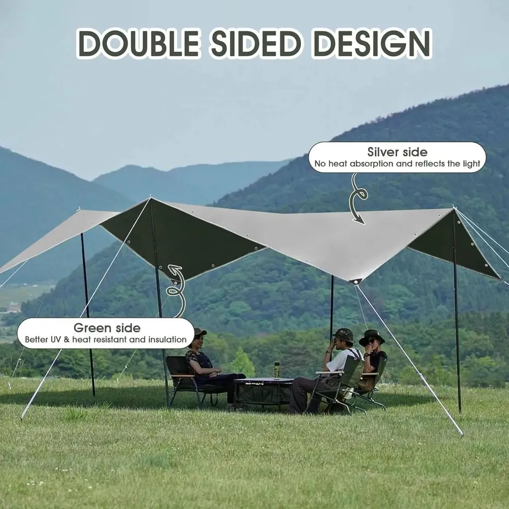 Bâche imperméable 180g/m² résistante aux intempéries et UV - 3x5m Verte