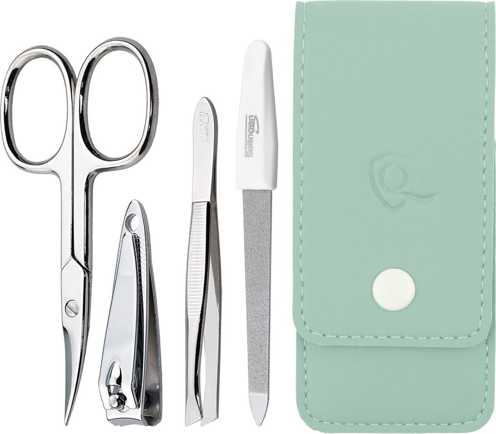 marQus Maniküre Set 4 teilig praktisch und kompakt- mit Feile aus Solingen, das praktische Nagelpflegeset für alle Fälle und Taschen, Reise Nage...