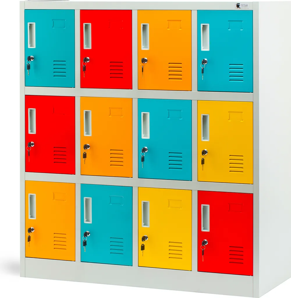 Meuble de rangement 12 casiers en métal pour bureau et vestiaire 120cm