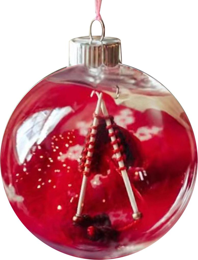 Weihnachts-Näh-Schneeball-Ornament, transparente Kunststoffkugeln, Weihnachts-Hängeornament, Schneiderin-Geschenk für Stricker, Garnliebhaber