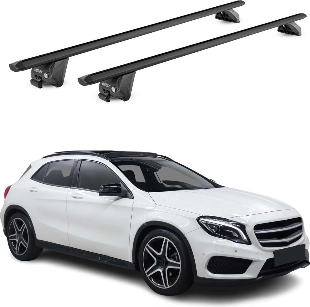 Dachträger Grundtäger für Mercedes GLA X156 2014-2020 100kg Alu Schwarz 2x ABE