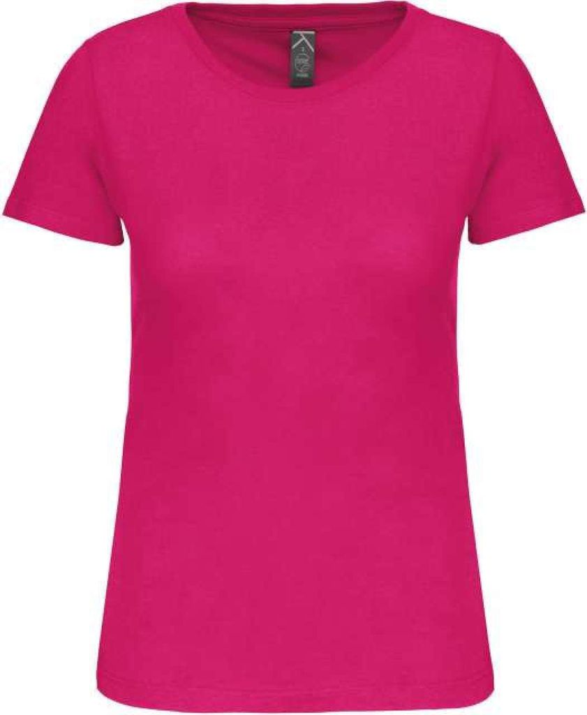 Kariban Damen T-Shirt Baumwolle Kurzarm Basic Shirt Rundhals, Größe:2XL, Farbe:Fuchsia