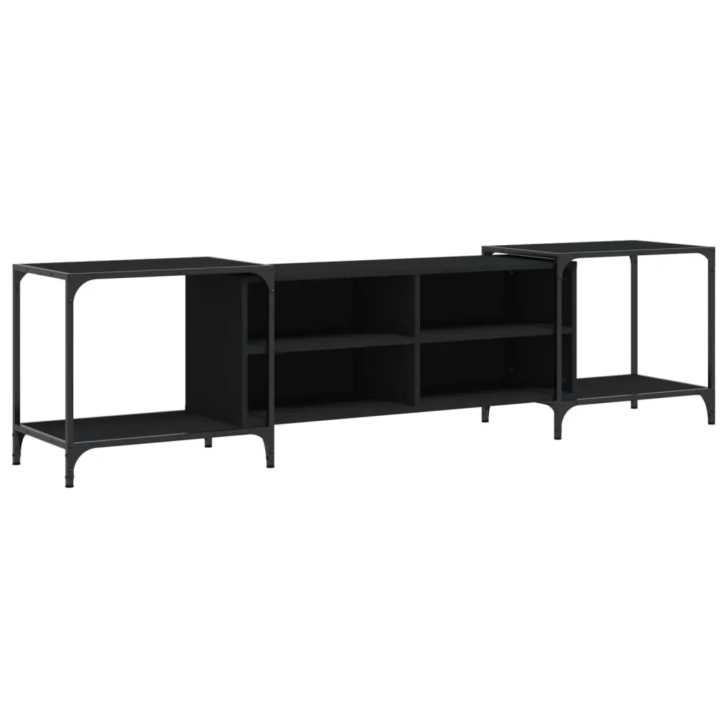Mobile Porta TV Nero 203x37x50 cm SYFAX Legno Multistrato Moderno