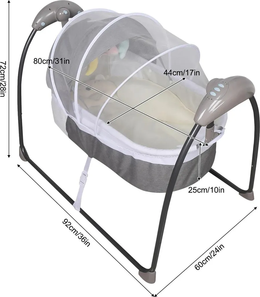 Transat électrique bébé pour faciliter le sommeil avec télécommande gris