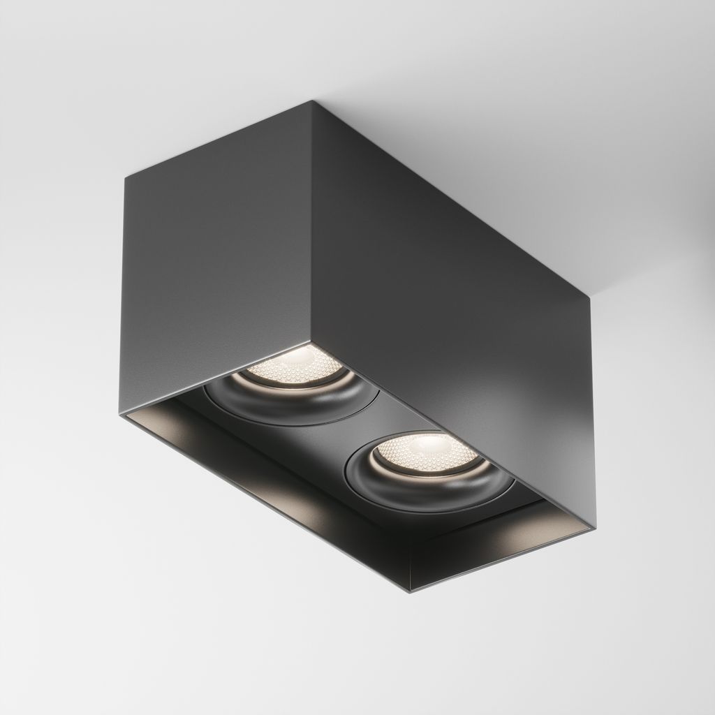 Maytoni Deckenstrahler Slim 2x GU10 excl. Schwarz aus Aluminum 50W für Küche, Schlafzimmer, Wohnzimmer, Esszimmer, Lobby