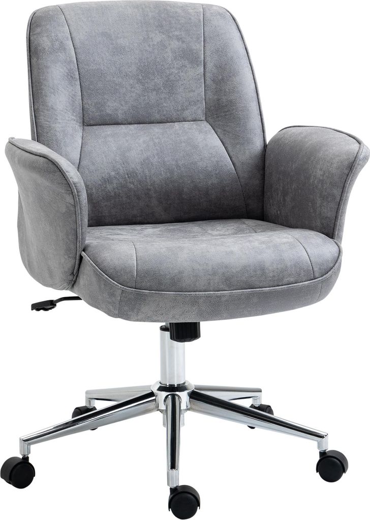 Bürostuhl mit Wippfunktion Schreibtischstuhl höhenverstellbarer Drehstuhl ergonomischer Arbeitsstuhl modern Belastbar bis 120 kg Mikrofaser Hellg...