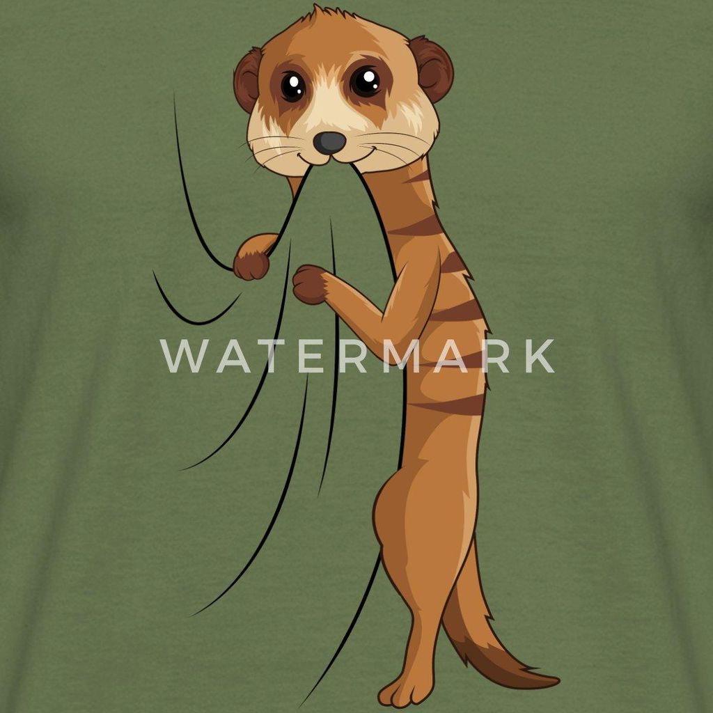 Spreadshirt Süßes Erdmännchen Geschenkidee Männer T-Shirt, L, Militärgrün