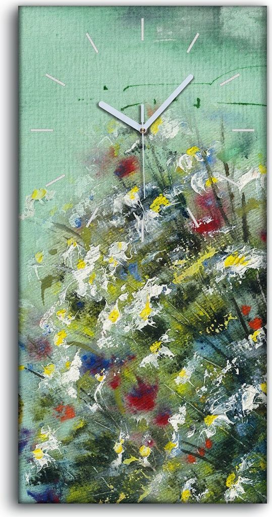Dekor Leinwand Uhr Wandbilder Kunstdruck 30x60 Foto Abstrakte Malerei mit Blumen - weiße Hände