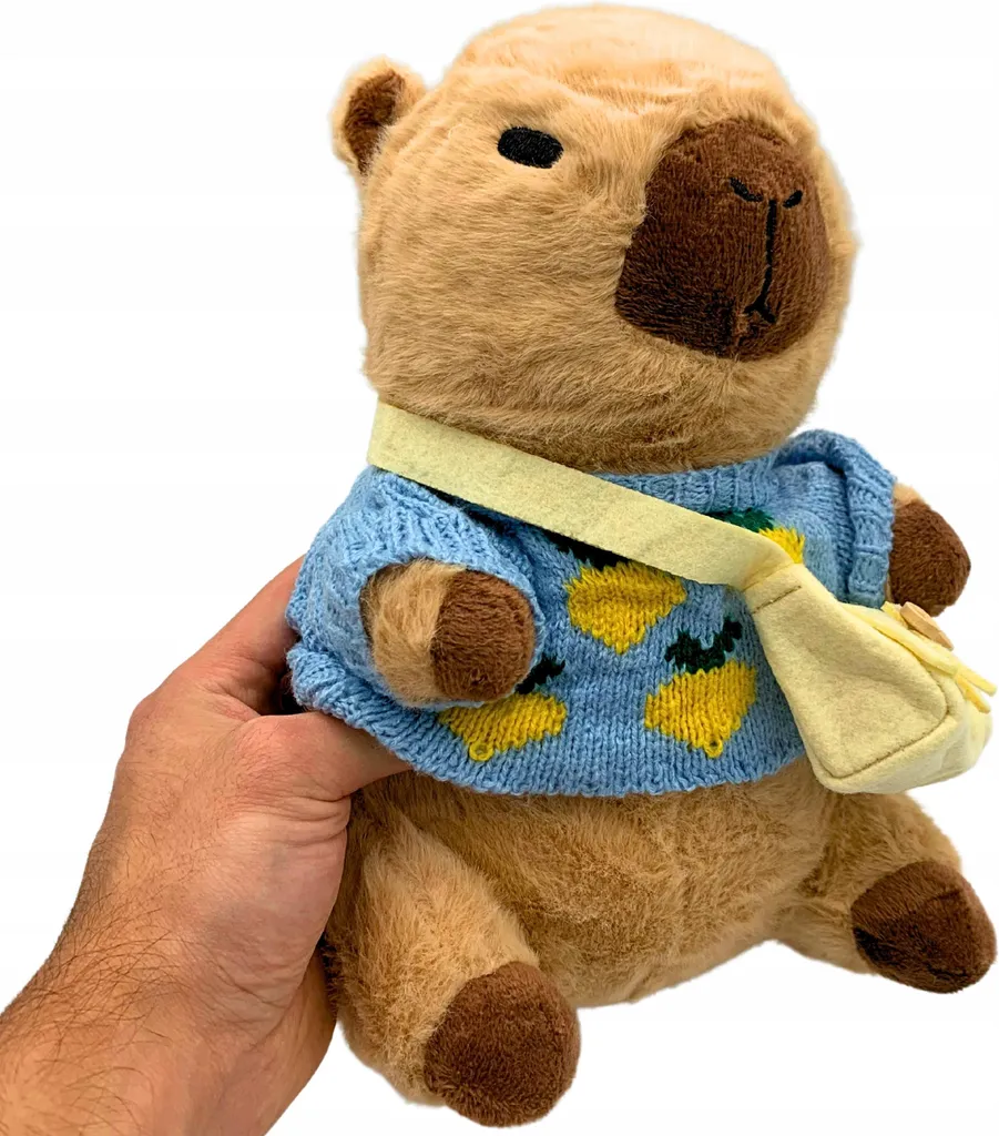 Peluche Capybara Pullover avec son petit sac à dos marron - 25 cm - 8