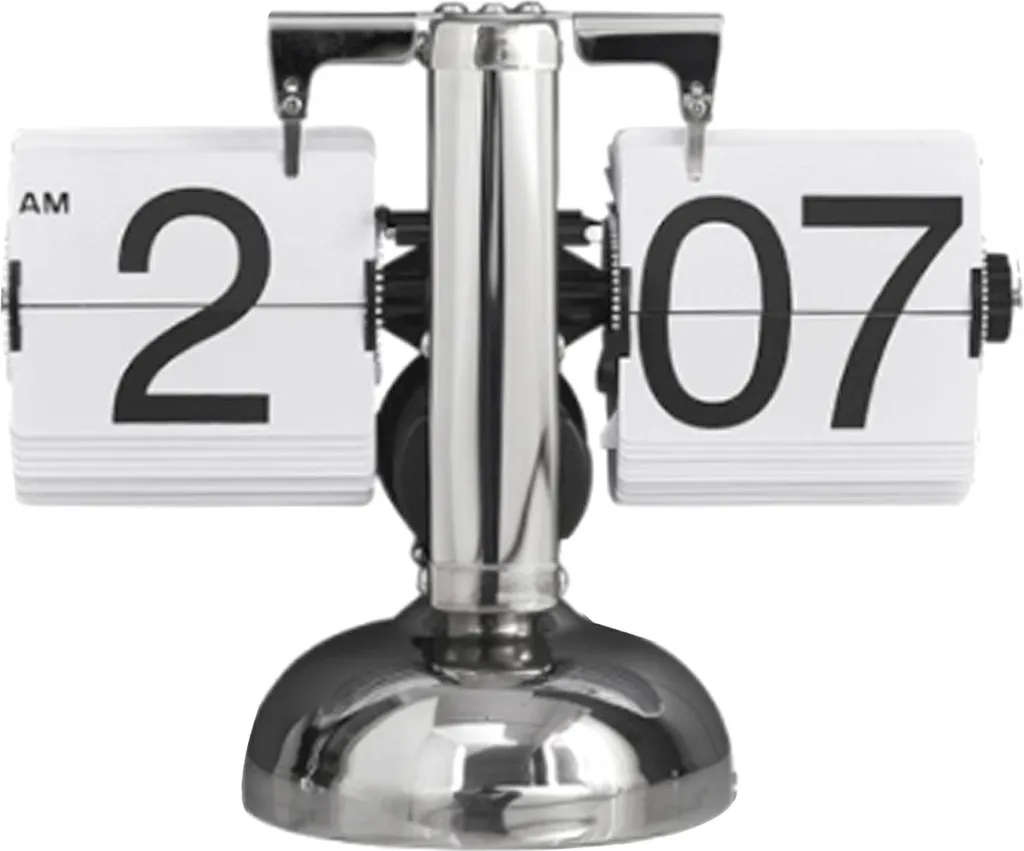 Horloge mécanique sur pied affichage rétro flip blanche minimaliste