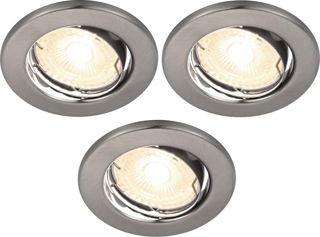 Nordlux Canis 2700 3er-Pack LED Einbauleuchte GU10 3x4.9W dimmbar Warmweiss Nickel 49330155