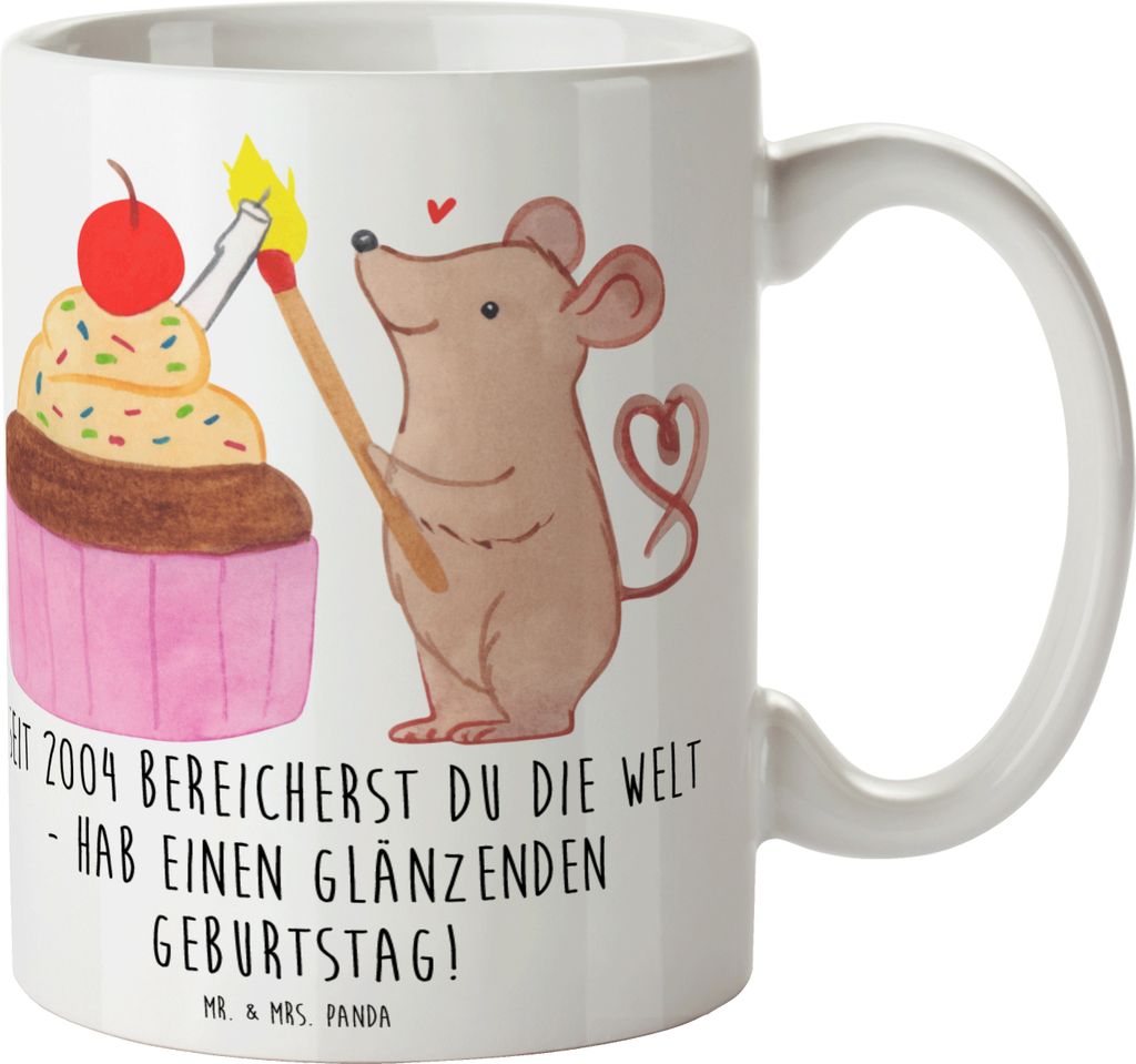 Mr. & Mrs. Panda Becher 2004 Geburtstag - Weiß - Geschenk, Alter, glänzender, einzigartig, kaffeebecher keramik, Geburtstagsgeschenk, Pott, seit,...