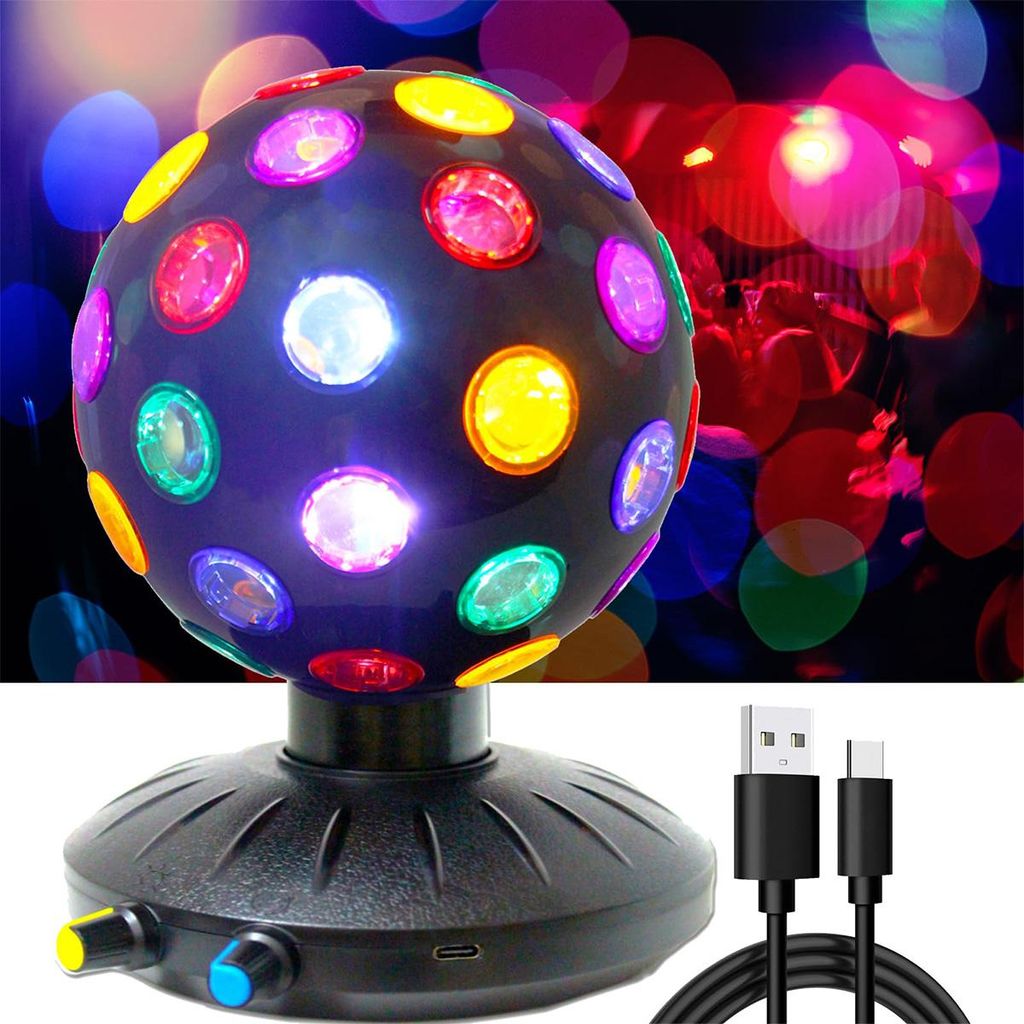 360° Disco-Kugellicht, 3 Helligkeitsstufen, stroboskopisches Party-Bühnenlicht,mit USB-Kabel, ideal für Kindergeburtstage, Weihnachten, Feiern(6...