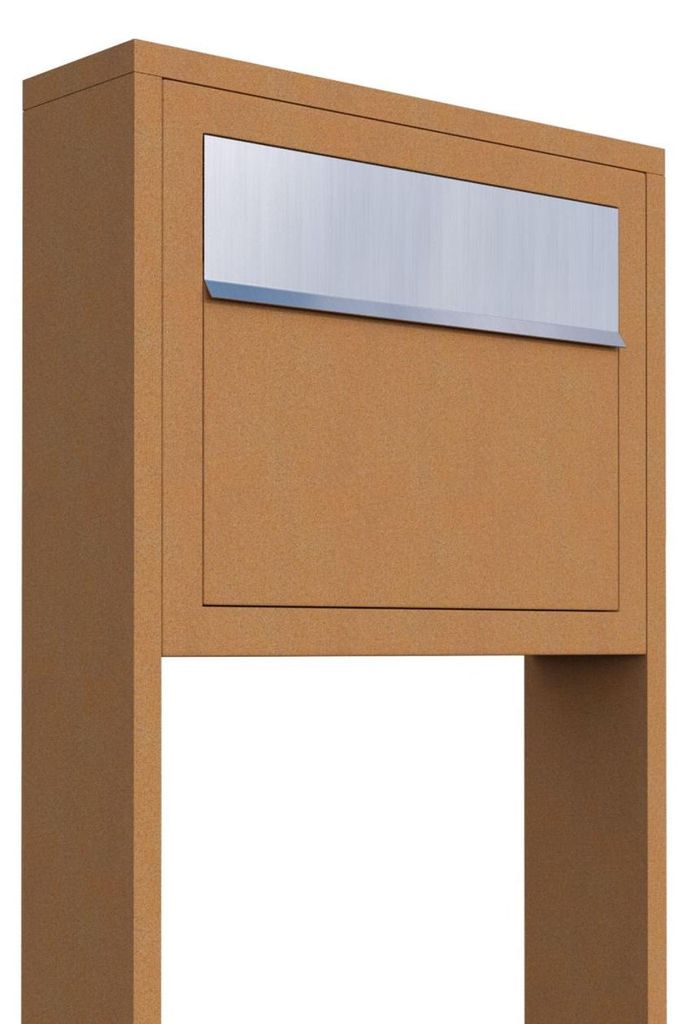 Standbriefkasten Elegance in Rost mit Edelstahlklappe