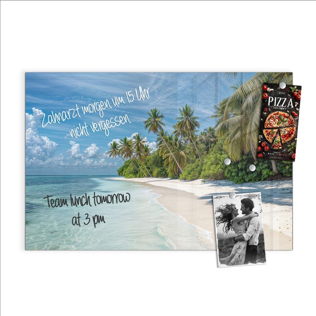 Magnettafel 60x40cm Pinnwand Whiteboard beschreibbar - Tropischer Strand