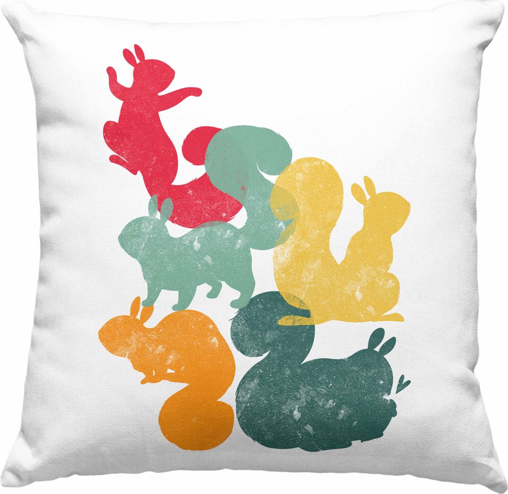 Trendation - Eichhörnchen Deko-Kissen mit Füllung 40x40 Geschenk Grafik für Eichhörnchen Liebhaber Geschenkidee Lustige Deko-Kissen mit Füllun...