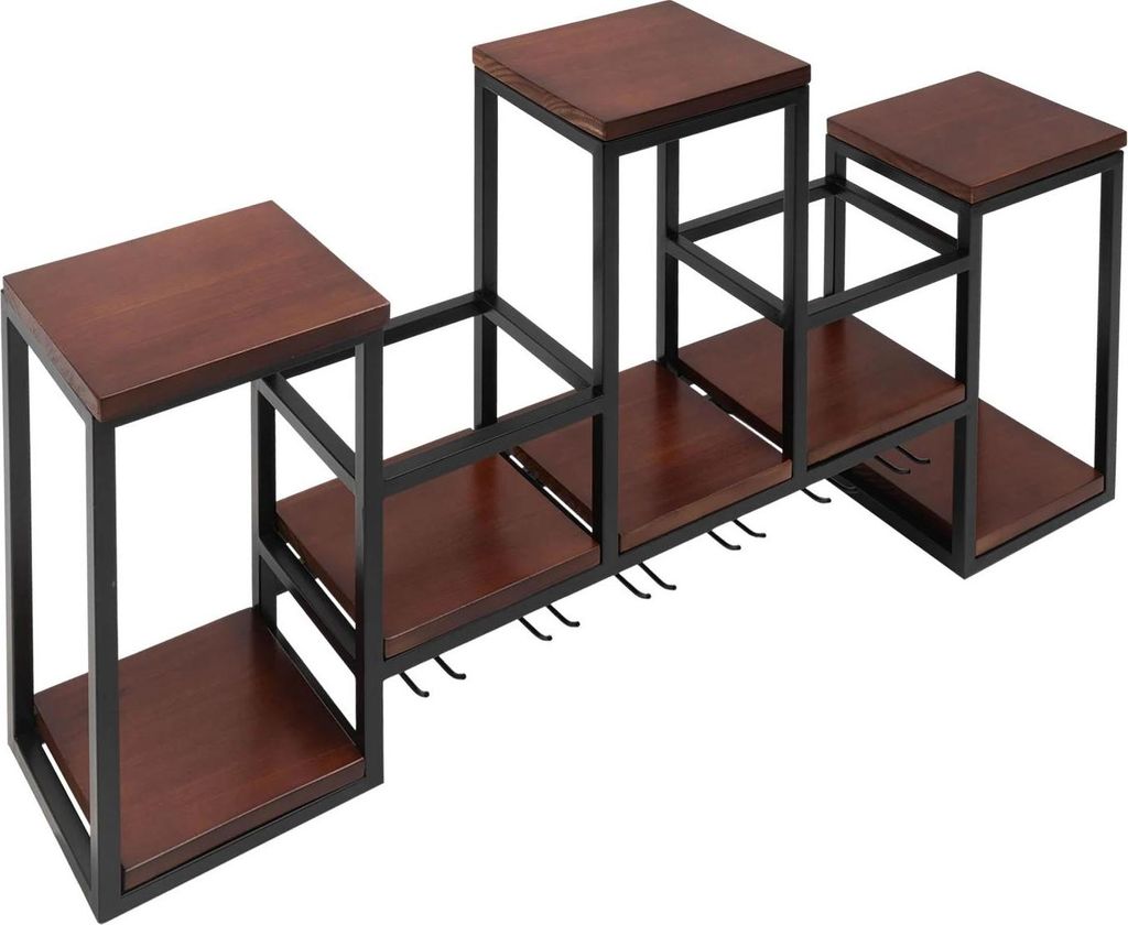 Weinregal - Wandmontiertes Metallregal - Europäischer Stil - Flaschenhalter für Wein - Für Restaurant und Bar - 106x20x41,5 cm - Schwarz