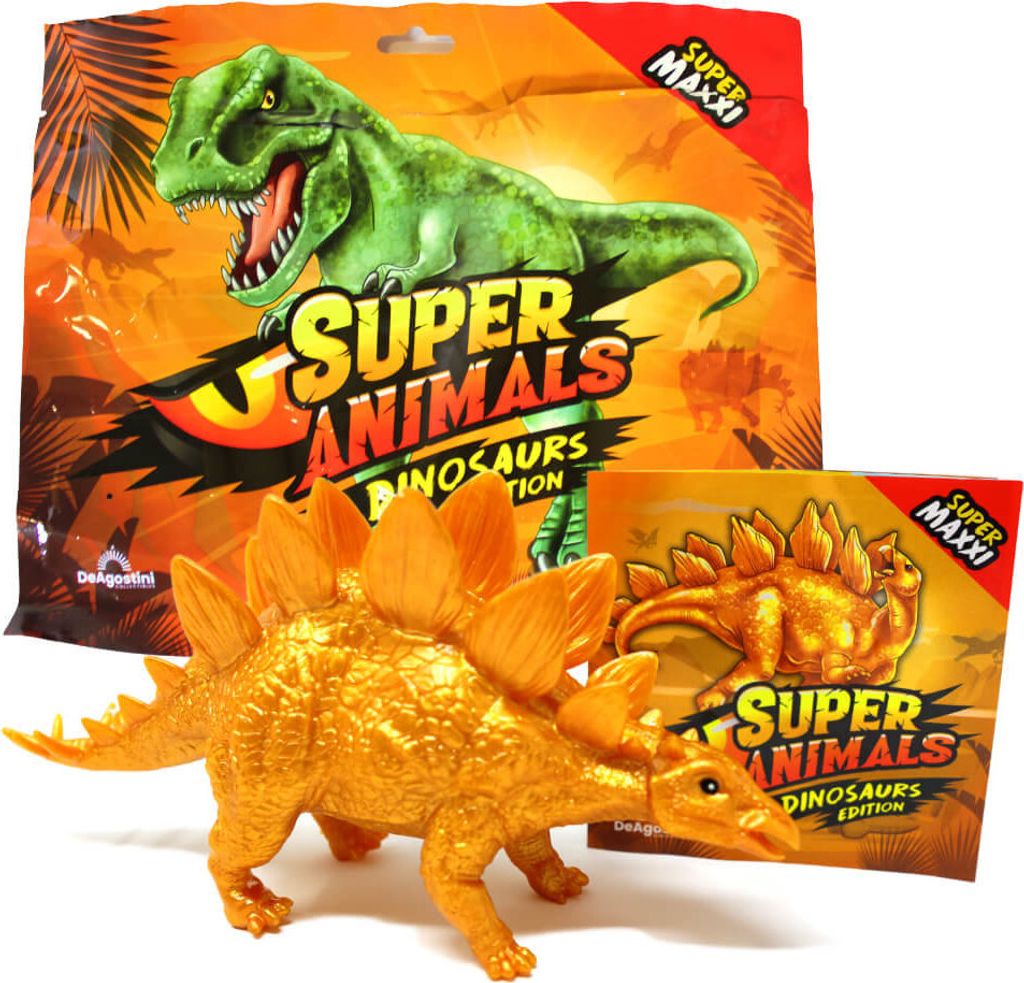 DeAgostini Super Animals - Dinosaurs Edition - Sammelfigur Dino - Figur 7. Stegosaurus Stenops (Goldfarbig)